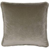 Paoletti Freya Fringed Soft Velvet Cushion in Taupe | Size: 45 cm x 45 cm