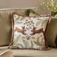 Wylder Fable Rabbits Embroidered 100% Cotton Cushion | Size: 45 cm x 45 cm