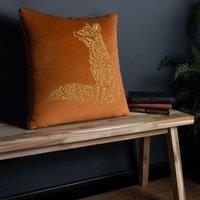 Furn Forest Fauna Embroidered Woodland Fox Piped Cushion in Orange | Size: 50 cm x 50 cm