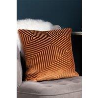 Paoletti Evoke Cut Velvet Cushion in Burnt Orange | Size: 45 cm x 45 cm