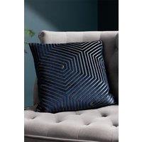 Paoletti Evoke Cut Velvet Cushion in Navy | Size: 45 cm x 45 cm