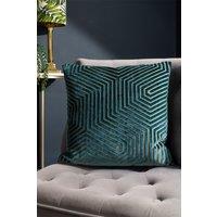 Paoletti Evoke Cut Velvet Cushion in Teal | Size: 45 cm x 45 cm