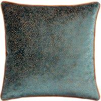 Paoletti Estelle Spotted Piped Cut Velvet Cushion in Teal | Size: 45 cm x 45 cm