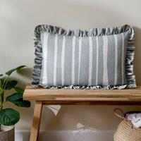 Furn Carmon Stripe Ruffle Cushion in Blue | Size: 40 cm x 60 cm