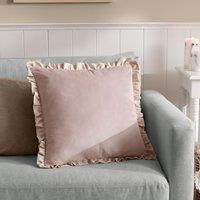 Wylder Solene Ruffle Matte Velvet Cushion in Pink | Size: 45 cm x 45 cm