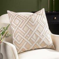 Paoletti Henley Geometric Velvet Cushion in Taupe | Size: 50 cm x 50 cm