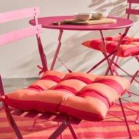 OHS 2 x Stripe Garden Chair Cushions Outdoor Seat Pads in Orange | Size: 40 cm x 40 cm