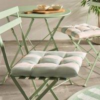 OHS 2 x Stripe Garden Chair Cushions Outdoor Seat Pads in Light Green | Size: 40 cm x 40 cm