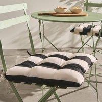 OHS 2 x Stripe Garden Chair Cushions Outdoor Seat Pads in Black | Size: 40 cm x 40 cm