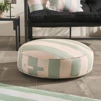 OHS Stripe Round Outdoor Garden Cushion Water Resistant in Pale Green | Size: 60 cm x 60 cm