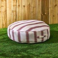 OHS Stripe Round Outdoor Garden Cushion Water Resistant in Chocolate | Size: 60 cm x 60 cm