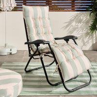 OHS Stripe Gravity Chair Seat Cushion Outdoor Garden Water Resistant in Pale Green