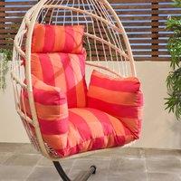 OHS Stripe Egg Chair Cushion Headrest Pillow Outdoor Water Resistant in Orange