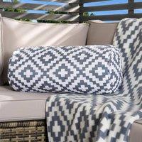 OHS Geometric Garden Bolster Cushion Outdoor Pillow Back Neck Support in Grey