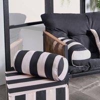 OHS Stripe Garden Bolster Cushion Outdoor Filled Pillow Back Neck Support in Black
