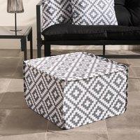 OHS Geometric Print Garden Pouffe Outdoor Stool Footrest Table Side Chair in Grey