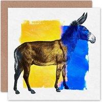 Wee Blue Coo Two Tone Yellow Mule Art Blank Just to Say Card