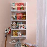 Na and Nani Elene Display 3 Tier Shelf Bookcase Wall Mounted & Coathook in White
