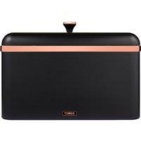 Tower Cavaletto Bread Bin, Airtight, Carbon Steel, Black & Rose Gold