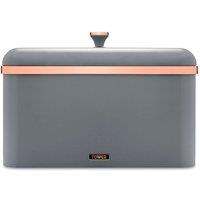 Tower Cavaletto Bread Bin, Steel, Removable Lid, Grey & Rose Gold