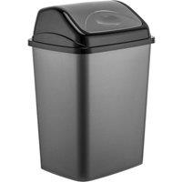 BARGAINS-GALORE 50 Litre Plastic Flip Top Waste Bin Swing Lid Garbage Rubbish Kitchen in Dark Grey