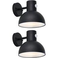 First Choice Lighting Set of 2 Arkle - Black Motion Sensor Outdoor Wall Lights