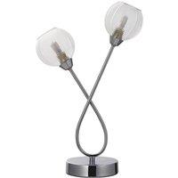 First Choice Lighting Tatton - Chrome with Ribbed Glass 38cm Table Lamp in Silver
