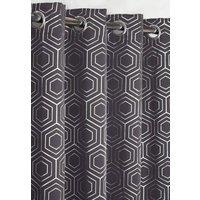 New Edge Blinds Element Geo Thermal Blackout Eyelet Curtains in Charcoal | Size: 168 cm width x 137 cm drop