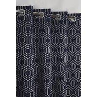 New Edge Blinds Element Geo Thermal Blackout Eyelet Curtains in Navy | Size: 116 cm width x 137 cm drop