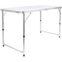 Harbour Housewares Height Adjustable Aluminium Folding Picnic Table - 120cm (4ft) in White