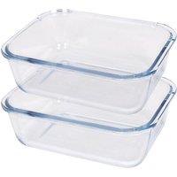 Argon Tableware Rectangular Glass Cake Dishes - 20cm x 15cm - 2x Medium Baking Tray in Clear | Size: 20 cm x 15 cm