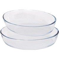Argon Tableware Oval Glass Oven Dish Set - 2 Sizes - 2pc Deep Baking Tray in Clear