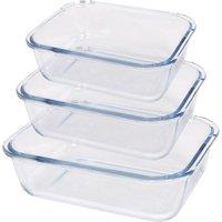 Argon Tableware Rectangular Glass Cake Dish Set - 3 Sizes - 3pc Deep Baking Tray in Clear