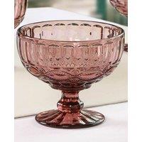 Dibor Set of 2 Vintage Pink Glass Trifle Bowls Spring Summer Wedding Decor Dessert Bowls H10 x W12cm | Size: 2 Pack