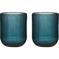 Dibor Set of 2 Vintage Luxury Spring Summer Blue Ribbed Short Drinking Glass Whisky Glass Tumbers Wedding Gift 270ml | Size: 2 Pack