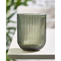Dibor Set of 2 Vintage Luxury Spring Summer Grey Ribbed Short Drinking Glass Whisky Glass Tumbers Wedding Gift 270ml | Size: 2 Pack