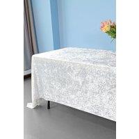 Neel Blue Diamond Velvet Rectangle Tablecloth - 70 x 144 Inch in White