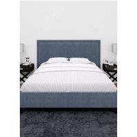 Neel Blue 300TC Cotton Fitted Sheet, White Satin Stripe, Double, 135x190x30cm | Size: Double