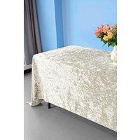 Neel Blue Diamond Velvet Rectangle Tablecloth - 70 x 144 Inch in Off-White