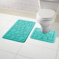 New Edge Blinds Cali Bath Mat Set in Duck Egg Blue