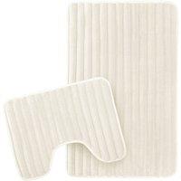 New Edge Blinds Ribbed Bath Mat Set in Cream