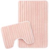 New Edge Blinds Ribbed Bath Mat Set in Pink