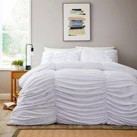 New Edge Blinds Ruched Duvet Set in White | Size: Super King