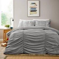 New Edge Blinds Ruched Duvet Set in Grey | Size: Double
