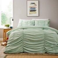 New Edge Blinds Ruched Duvet Set in Light Green | Size: Double
