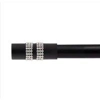 New Edge Blinds 16-19mm Sparkle Extendable Eyelet Metal Curtain Pole Set in Black | Size: 160 cm