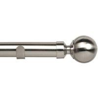 New Edge Blinds 28mm Ball End Eyelet Metal Curtain Pole Set in Metallic Silver | Size: 60 cm