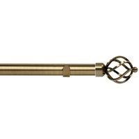 New Edge Blinds 28mm Fixed Length Metal Eyelet Curtain Pole Set - Cage Finial in Metallics | Size: 80 cm