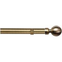 New Edge Blinds 28mm Fixed Length Metal Eyelet Curtain Pole Set - Met Ball Finial in Metallics | Size: 150 cm