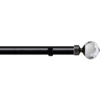 New Edge Blinds 28mm Fixed Length Metal Eyelet Curtain Pole Set - Bella Finial in Black | Size: 70 cm